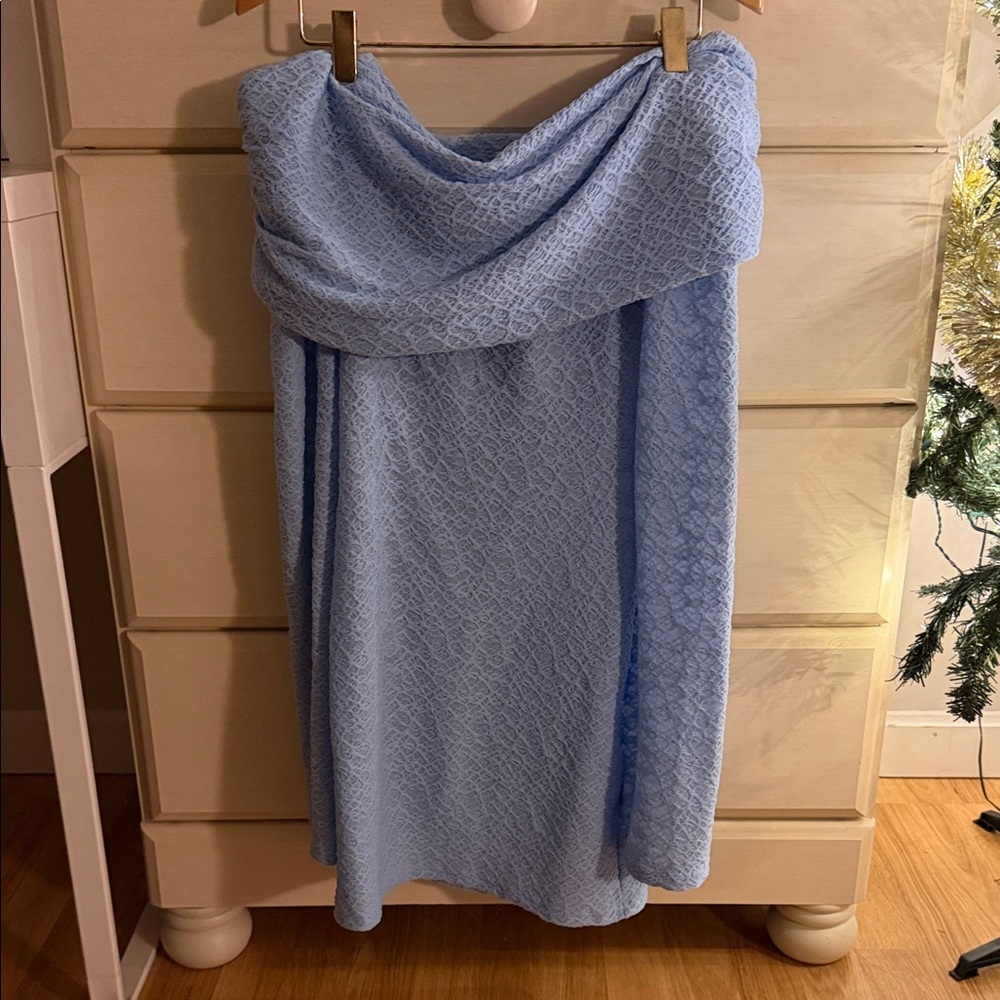 Long sleeve Blue off the Shoulder Dress